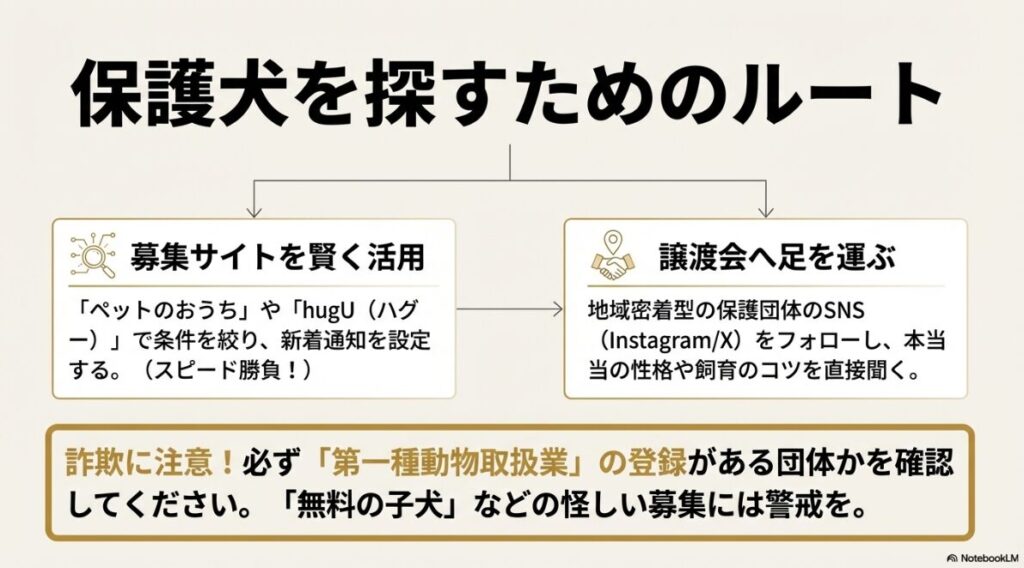 ペットのおうちやhugUなどのサイト活用法、譲渡会への参加、第一種動物取扱業の確認など詐欺対策についてのまとめ
