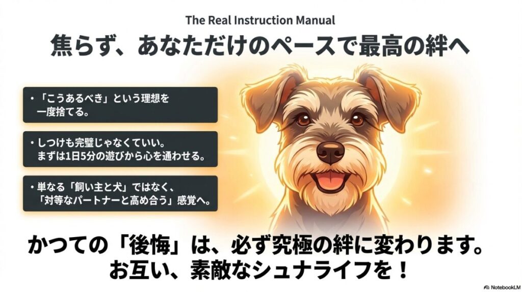 理想を捨てて対等なパートナーとして絆を深めていくための、リアルなトリセツのまとめスライド