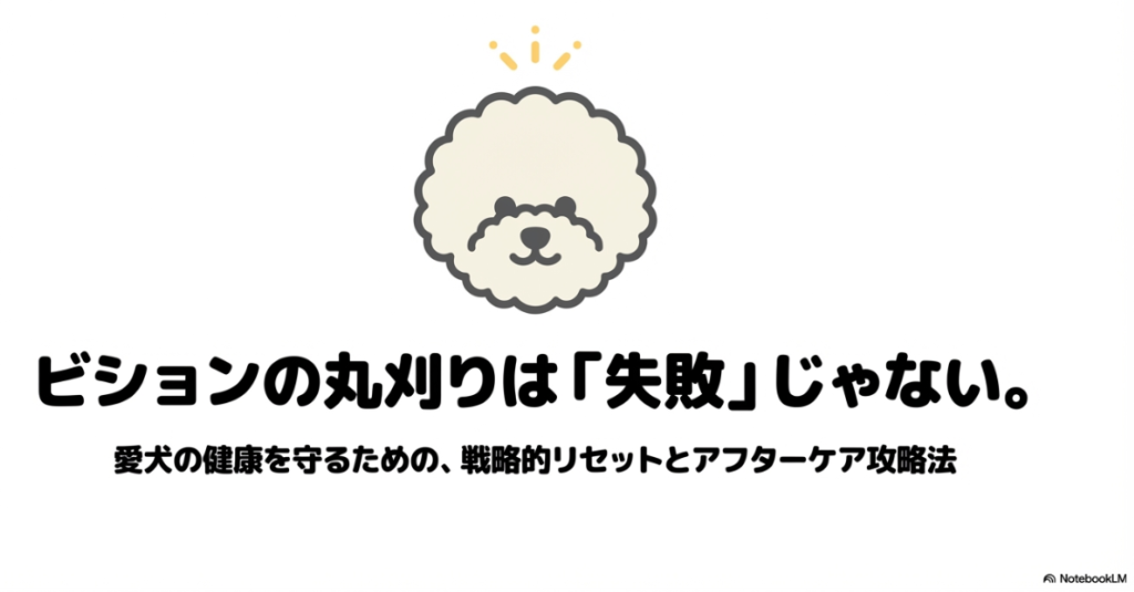 ビションフリーゼの丸刈りは失敗ではなく、健康を守るための戦略的リセットであることを伝えるタイトル画像