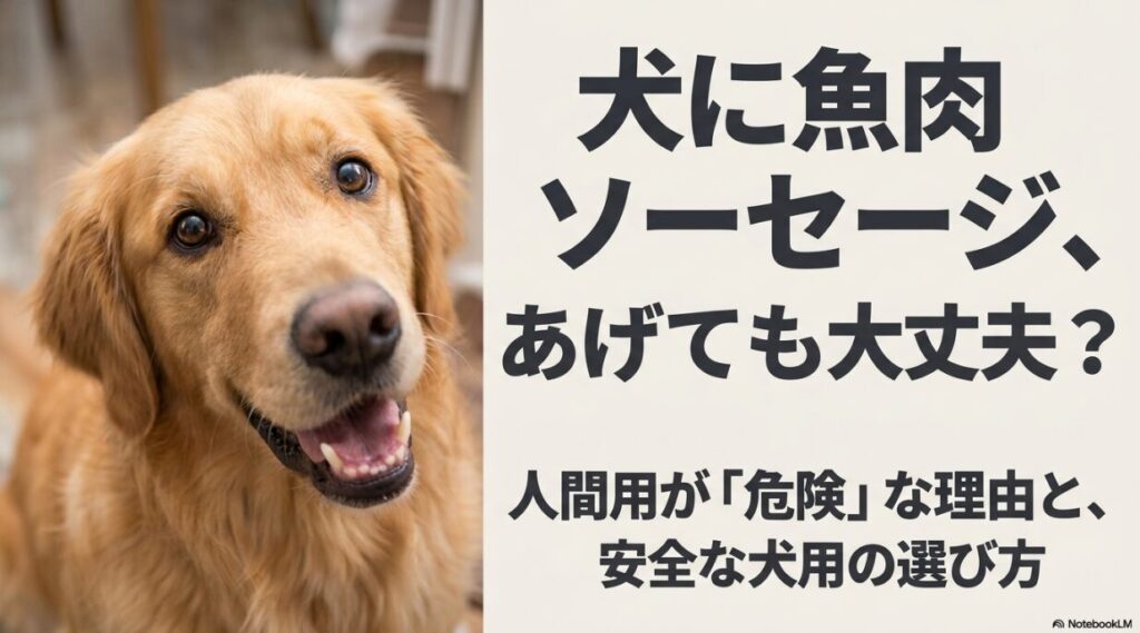 犬に魚肉ソーセージを与える際の安全性と選び方の解説スライド表紙