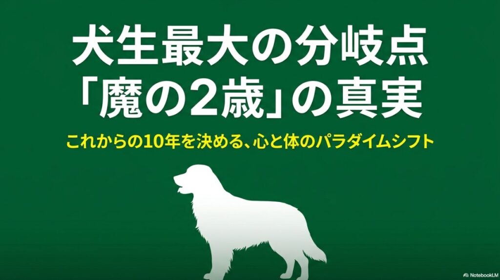 犬生最大の分岐点である2歳についてのスライド表紙画像